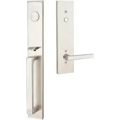 Emtek Lausanne Entrance Handleset With Freestone Lever in Satin Nickel finish