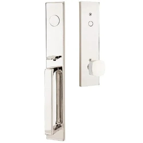 EmtekEmtek Lausanne Entrance Handleset With Freestone Square Knob in 