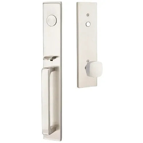 EmtekEmtek Lausanne Entrance Handleset With Freestone Square Knob in 