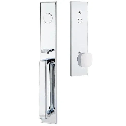 EmtekEmtek Lausanne Entrance Handleset With Freestone Square Knob in 