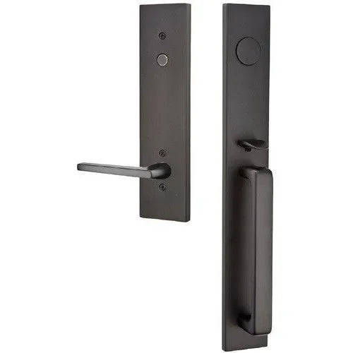 Emtek Lausanne Entrance Handleset With Helios Lever Flat Black