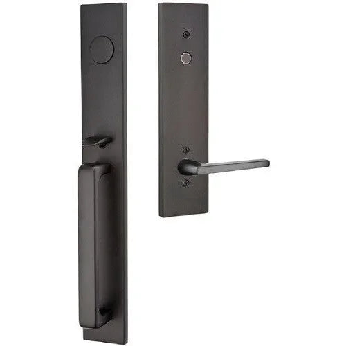 Emtek Lausanne Entrance Handleset With Helios Lever Flat Black