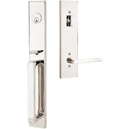 Emtek Lausanne Entrance Handleset With Helios Lever Lifetime Polished Nickel