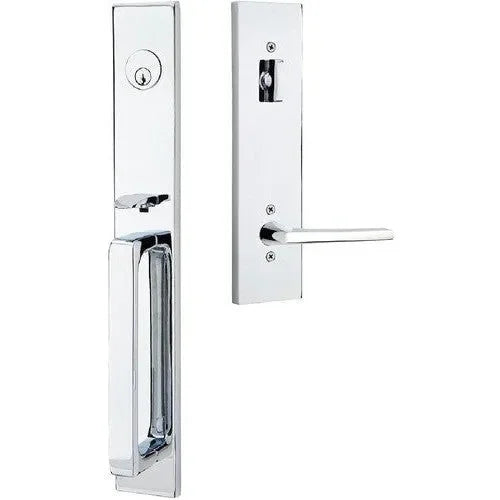 Emtek Lausanne Entrance Handleset With Helios Lever Polished Chrome