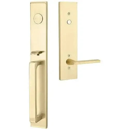 Emtek Lausanne Entrance Handleset With Helios Lever in Satin Brass finish