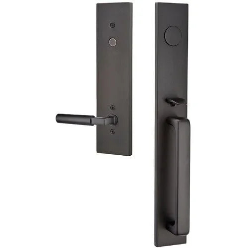 Emtek Lausanne Entrance Handleset With Hercules Lever Flat Black