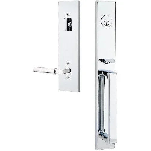 Emtek Lausanne Entrance Handleset With Hercules Lever Polished Chrome