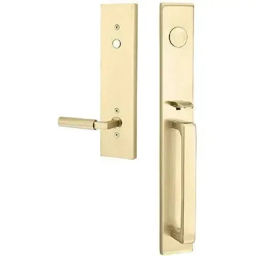 Emtek Lausanne Entrance Handleset With Hercules Lever in Satin Brass finish