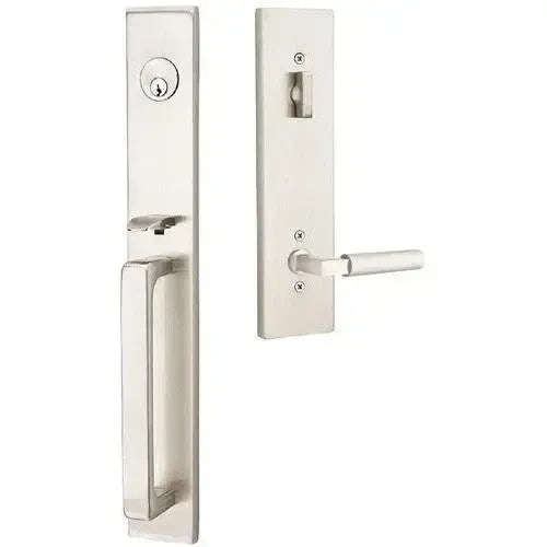 Emtek Lausanne Entrance Handleset With Hercules Lever in Satin Nickel finish