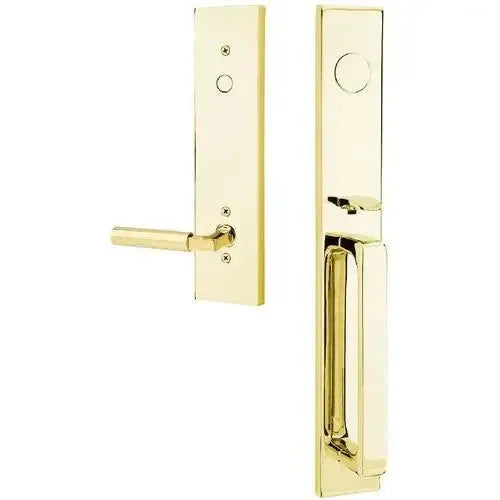 Emtek Lausanne Entrance Handleset With Hercules Lever in Unlacquered Brass finish