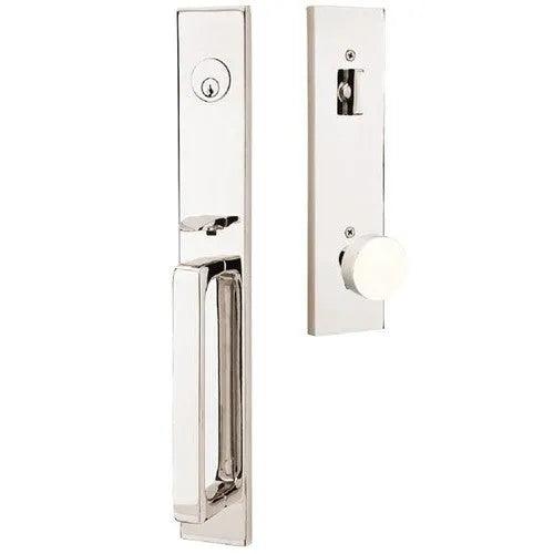 Emtek Lausanne Entrance Handleset With Round Knob Lifetime Polished Nickel