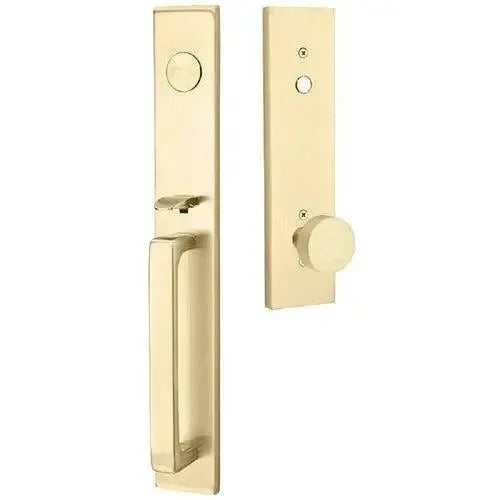 Emtek Lausanne Entrance Handleset With Round Knob in Satin Brass finish