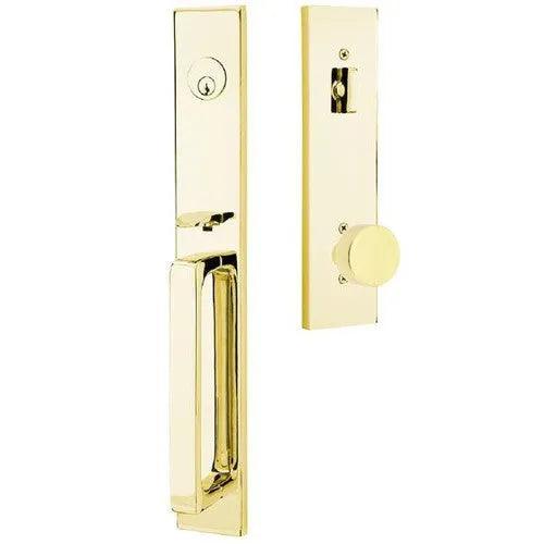 Emtek Lausanne Entrance Handleset With Round Knob Unlacquered Brass