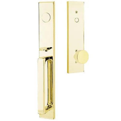 Emtek Lausanne Entrance Handleset With Round Knob Unlacquered Brass