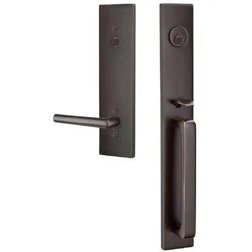 Emtek Lausanne Tubular Entrance Handleset With Stuttgart Lever Oil Rubbed Bronze