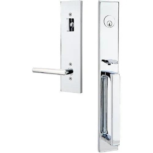 Emtek Lausanne Tubular Entrance Handleset With Stuttgart Lever Polished Chrome