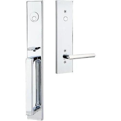 Emtek Lausanne Tubular Entrance Handleset With Stuttgart Lever Polished Chrome