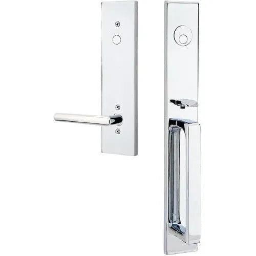 Emtek Lausanne Tubular Entrance Handleset With Stuttgart Lever Polished Chrome