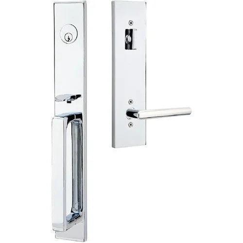 Emtek Lausanne Tubular Entrance Handleset With Stuttgart Lever Polished Chrome