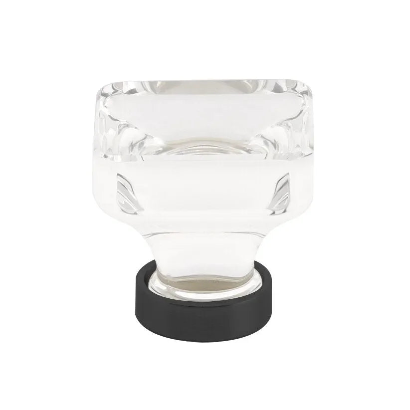 The Emtek Lido Crystal Glass Knob 1-5/8" Wide (1-1/2" Projection) in Flat Black finish