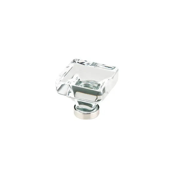 The Emtek Lido Crystal Glass Knob 1-5/8" Wide (1-1/2" Projection) in Lifetime Polished Nickel finish