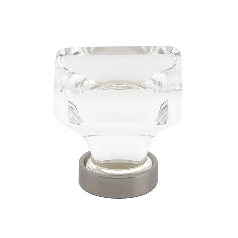 The Emtek Lido Crystal Glass Knob 1-5/8" Wide (1-1/2" Projection) in Pewter finish