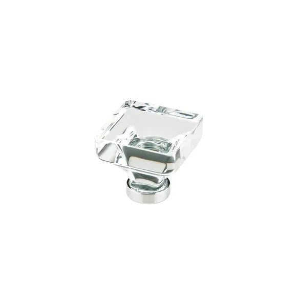 The Emtek Lido Crystal Glass Knob 1-5/8" Wide (1-1/2" Projection) in Satin Nickel finish