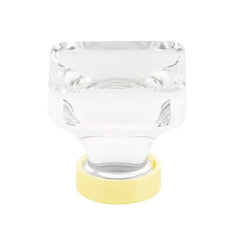 The Emtek Lido Crystal Glass Knob 1-3/8" Wide (1-3/8" Projection) in Unlacquered Brass finish