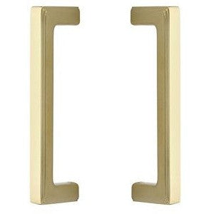 The Emtek Back to Back 8" Wilshire Door Pull in Lifetime Polished Brass finish