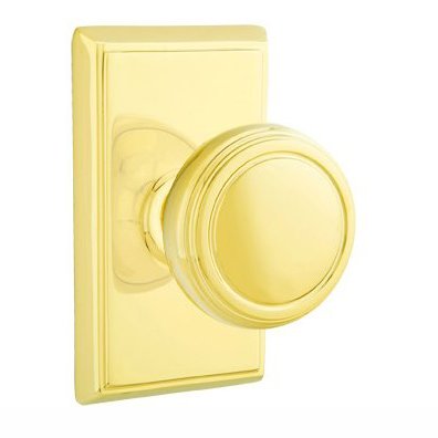 Emtek Norwich Knob with Rectangular Rosette in Lifetime Polished Brass finish