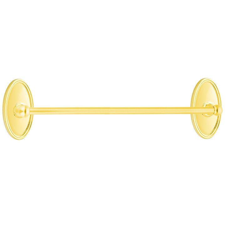 The Emtek Traditional Brass Towel Bar with Oval Rosette in Lifetime Polished Brass finish.