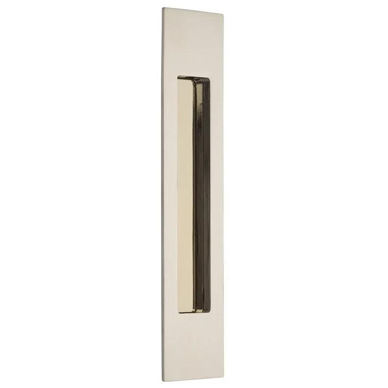 The Emtek 10" Modern Rectangular Flush Pull in Lifetime Polished Nickel finish