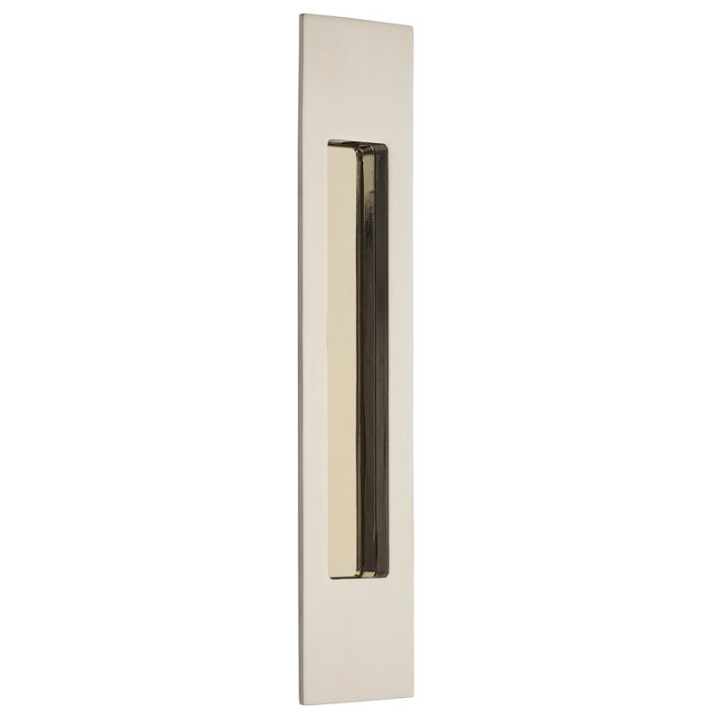 The Emtek 10" Modern Rectangular Flush Pull in Lifetime Polished Nickel finish