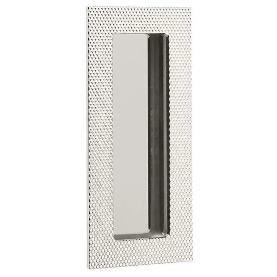 Emtek 4" Modern Rectangular Knurled Flush Pull with Plain Pocket in Lifetime Polished Nickel finish