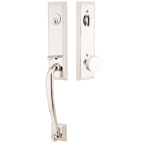 Emtek Adams Tubular Entrance Handleset With Round Knob in Lifetime Polished Nickel finish