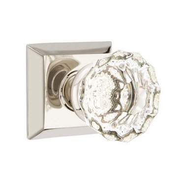 Emtek Astoria Clear Knob with Quincy Rosette in Lifetime Polished Nickel finish