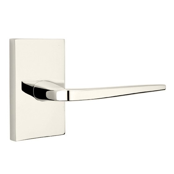 Emtek Athena Lever With Modern Rectangular Rosette in Lifetime Polished Nickel finish