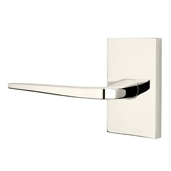 Emtek Athena Lever With Modern Rectangular Rosette in Lifetime Polished Nickel finish