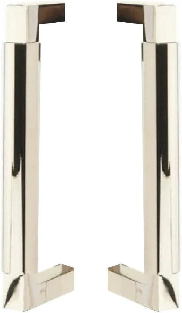The Emtek Back to Back Hercules Smooth Door Pull, 8" Center to Center in Lifetime Polished Nickel finish