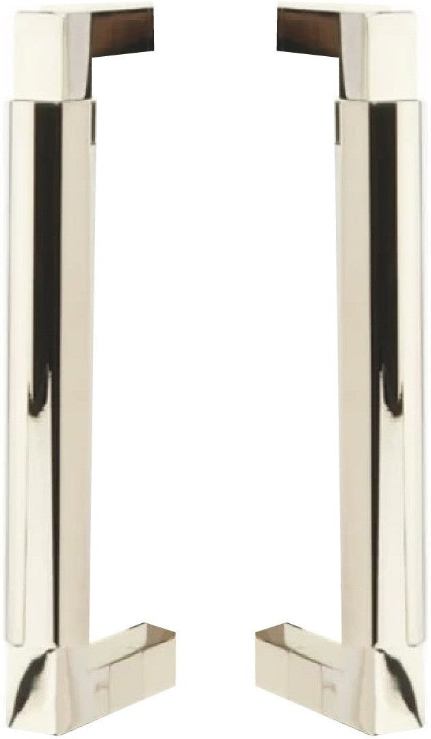 The Emtek Back to Back Hercules Smooth Door Pull, 8" Center to Center in Lifetime Polished Nickel finish