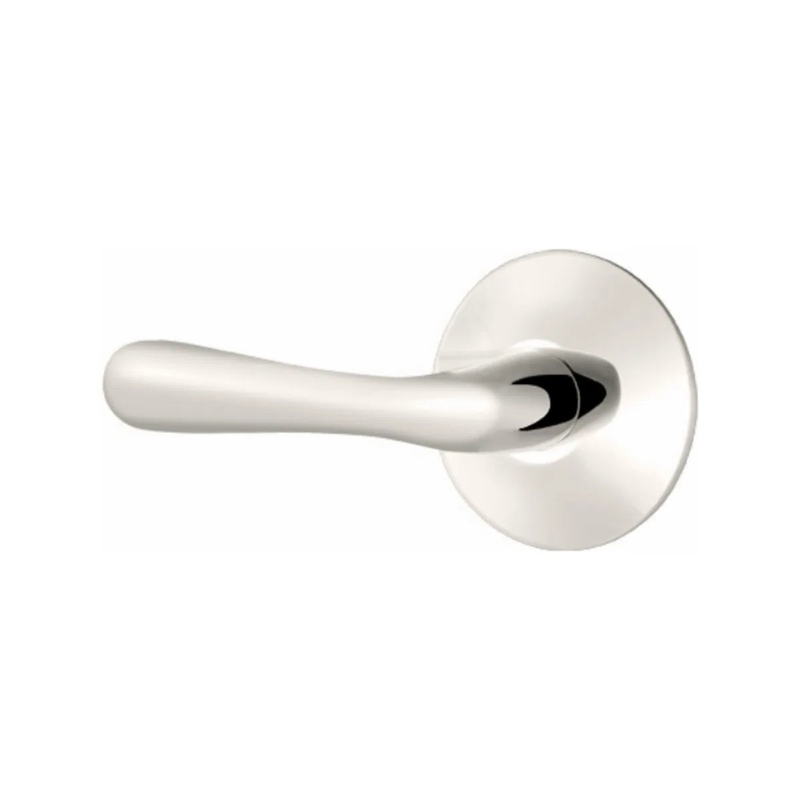 Emtek Basel Lever With Modern Rosette in Lifetime Polished Nickel finish