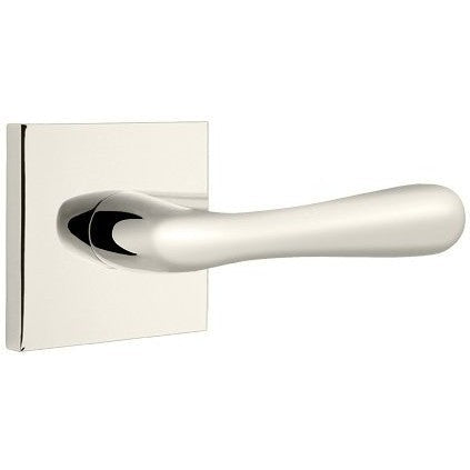 Emtek Basel Lever With Square Rosette in Lifetime Polished Nickel finish