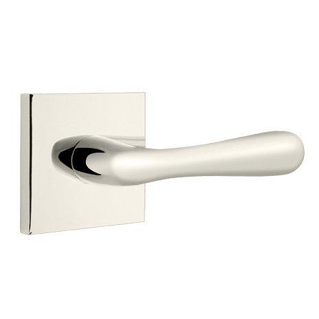 Emtek Basel Lever With Square Rosette in Lifetime Polished Nickel finish