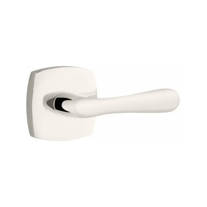 Emtek Basel Lever With Urban Modern Rosette in Lifetime Polished Nickel finish