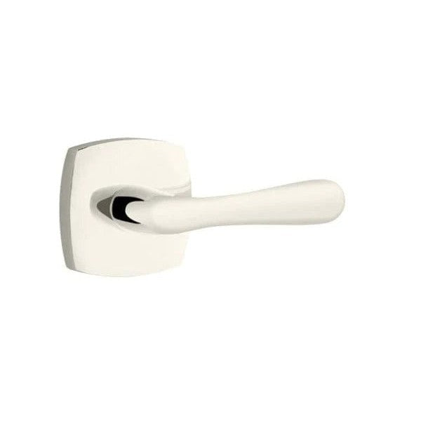 Emtek Basel Lever With Urban Modern Rosette in Lifetime Polished Nickel finish