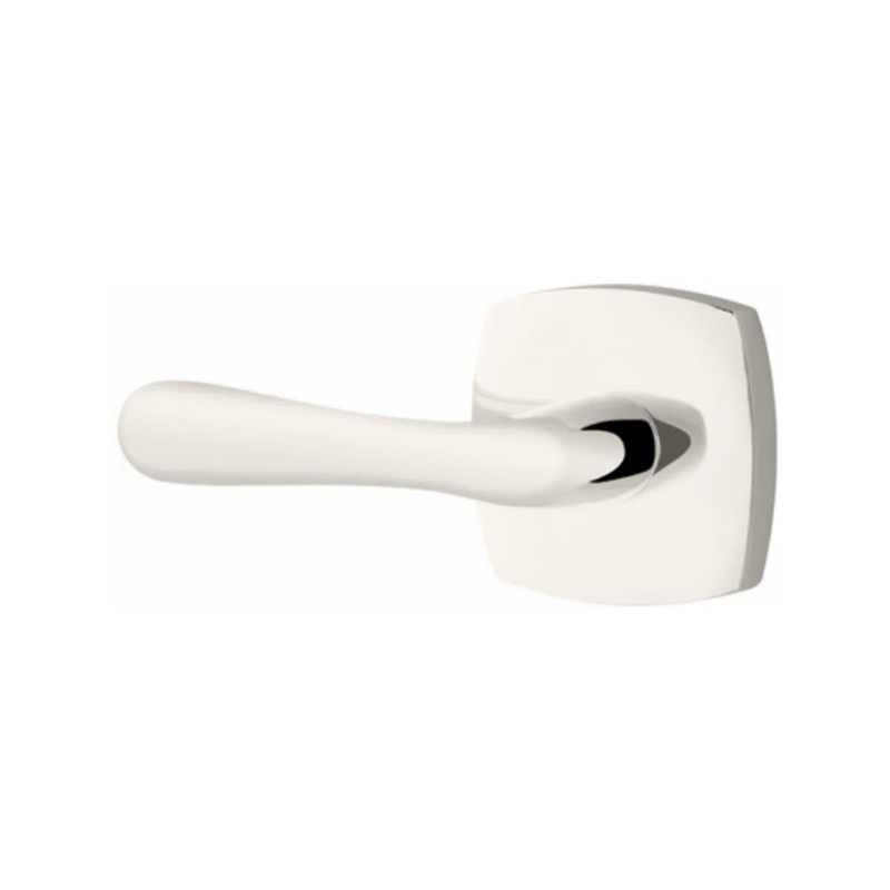 Emtek Basel Lever With Urban Modern Rosette in Lifetime Polished Nickel finish