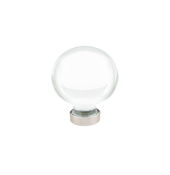 The Emtek Bristol Crystal Glass Knob 1-1/4" Wide (1-5/8" Projection) in Lifetime Polished Nickel finish