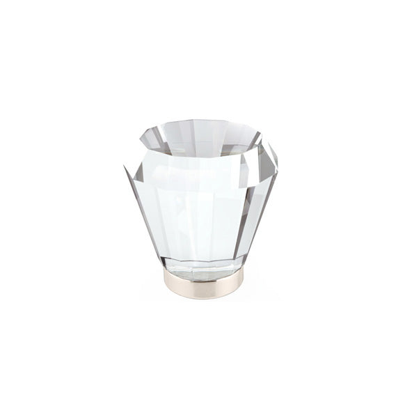 The Emtek Brookmont Crystal Glass Knob 1-1/4" Wide (1-1/2" Projection) in Lifetime Polished Nickel finish