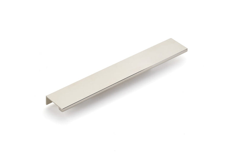 The Emtek Cabinet Edge Pull, 10" Center to Center in Lifetime Polished Nickel finish