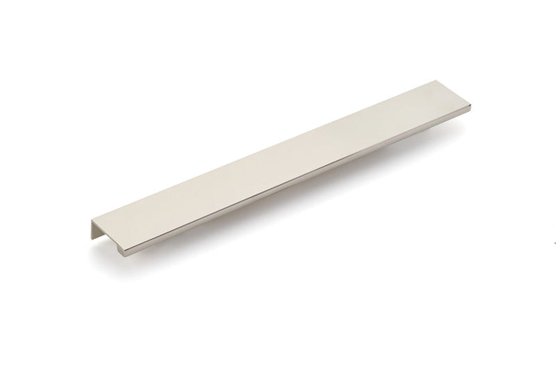 The Emtek Cabinet Edge Pull, 12" Center to Center in Lifetime Polished Nickel finish